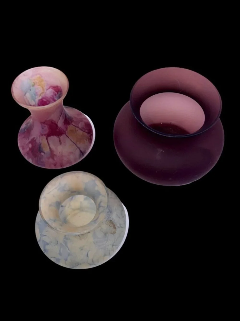 Set of 3 Vintage Art Glass Bud Vases – B.Z.T. Ltd Israel Hand Painted Frosted